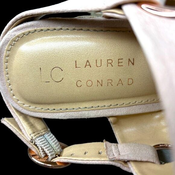 Lauren Conrad Light Pink Fabric Platform Wedge Espadrille & purse Womens Size 7M - Picture 10 of 12